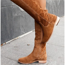 Load image into Gallery viewer, Women's Over-The-Knee Suede Boots | Low Heel Round Toe Side Zipper | Black Brown Khaki