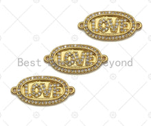 Load image into Gallery viewer, LOVE Connector/Link, Oval Shape Connector, Cz Pave Bracelet Necklace Connector in Gold Finish, 10x22mm,sku#LK95