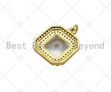 Load image into Gallery viewer, Gold Filled Big CZ Micro Pave Square Shape Pendant,18K Gold Filled Clear/Blue CZ Charm, Necklace Bracelet Charm Pendant,15x18mm,Sku#LK328