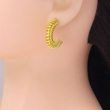 Load image into Gallery viewer, Gold Silver Swirl Spring Half Circle Earrings, Sku#A240
