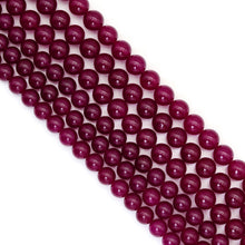 Load image into Gallery viewer, Round Smooth Magenta Color Jade, 6mm/8mm/10mm/12mm, sku#U1808