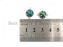 Load image into Gallery viewer, 100% Natural Abalone Round Connector with Gold/Silver Plated Edging, Abalone Connector for Earring Bracelets Necklace, 10x15mm,SKU#Z282