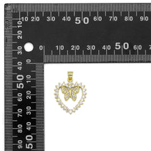 Load image into Gallery viewer, Gold CZ Butterfly On Heart Charm, Sku#LK880