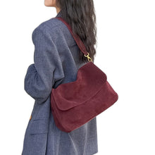 Load image into Gallery viewer, Fragrant Consort Women's Genuine Leather Crossbody Shoulder Bag – Velvet Patchwork Streetwear Handbag