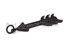 Load image into Gallery viewer, Black CZ Pave On Black Micro Pave Cupid Arrow Charm, Cupid Arrow Beads, Men's Jewelry Findings, Pave Arrow Charm Pendant 8x31mm, sku#F385