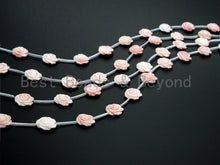 Load image into Gallery viewer, Carved Pink Rose Flower Pearl beads, T99