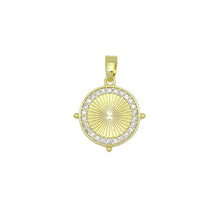 Load image into Gallery viewer, Clear CZ around radical line Round Coin Charm Pendant, Sku#LX765