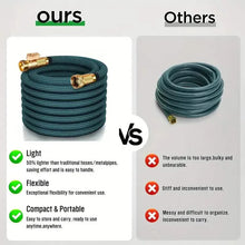 Load image into Gallery viewer, Heavy-Duty Garden Hose – 25Ft Leakproof Blue Rubber with Brass Connectors &amp; Spray Nozzle