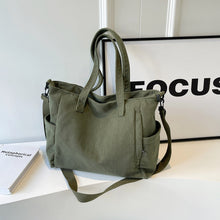 Load image into Gallery viewer, Large Capacity Corduroy Crossbody Bag – Casual Commuter Bucket Bag for Women