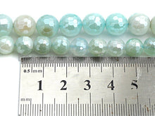 Load image into Gallery viewer, Aqua Blue Agate Attachment Necklace with Large CZ Pave Silver clasp, Pave Diamond Beaded Choker, 18 long, 8mm/10mm beads size, sku#D44
