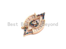 Load image into Gallery viewer, Colorful CZ Micro Pave Evil Eye Pendant with Baguette cz, Colorful CZ,Cubic Zirconia Pendant,17x30mm, 1pc/5pcs, sku#F743