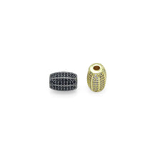 Load image into Gallery viewer, Black Clear CZ Oval Tube Space Bead, Sku#LX736
