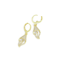 Load image into Gallery viewer, Clear CZ Shell Flower Snail Dangle Earrings, Sku#A463