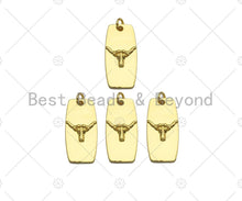 Load image into Gallery viewer, 18K Dainty Gold Cow Head On Rectangle Shape Pendant/Charm,Bull Head Medallion Charm, Necklace Bracelet Charm Pendant,12x25mm, Sku#LK253
