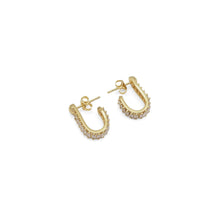Load image into Gallery viewer, Gold Silver Baguette CZ Oval Shape Earrings, Sku#A127