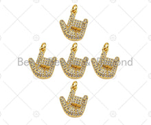 Load image into Gallery viewer, CZ Micro Pave Love You Gesture Shape Pendant,18k Gold Charm, Necklace Bracelet Charm Pendant, 15x13mm,Sku#JL48