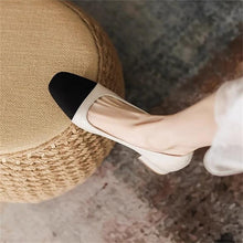 Load image into Gallery viewer, Women's French-Style Chunky Heel Square Toe Pumps - Soft PU Leather Slip-On Casual Shoes