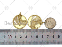 Load image into Gallery viewer, CZ Micro Pave Sun Light with Arrow Round Pendant,18K Gold Filled Charm,Necklace Bracelet Charm Pendant,27x29mm,Sku#L583