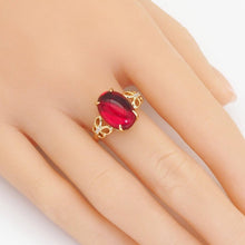 Load image into Gallery viewer, Gold Oval Red Pink Stone Adjustable Ring, Sku#LX353