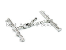Load image into Gallery viewer, 1set Five Loops CZ Micro Pave Multi-Strands Lobster Claw Clasp, Clear CZ on Gunmetal/Gold/Silver Color, 37x6mm, SKU#K28