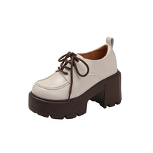 Load image into Gallery viewer, Chunky-Sole Lace-Up Loafers With Thick Chunky Heel | Women's Platform Shoes