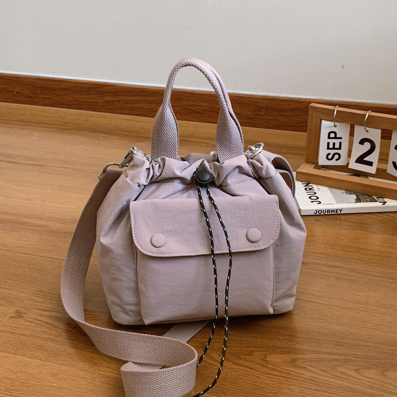 Women's Lightweight Oxford Cloth Shoulder Bag - Versatile Everyday Bucket Bag