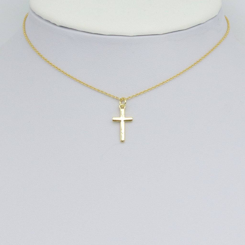 Plain Gold Cross Shape Charm Pendant, Sku#LK1050