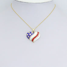 Load image into Gallery viewer, Gold Silver CZ Enamel Flag Color Heart Charm Pendant,Sku#LX868