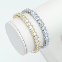 Load image into Gallery viewer, Gold Silver Rectangle CZ Adjustable Bracelet with Ball End, Sku#A443