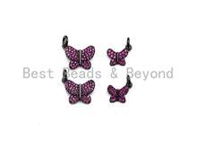 Load image into Gallery viewer, Fuchsia CZ Micro Pave Butterfly Pendant/Charm,Cubic Zirconia Paved Charm, Necklace Bracelet Charm Pendant,7x9/10x13mm,sku#X139