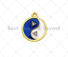 Load image into Gallery viewer, Enamel Cobalt White Yin Yang Pendant,Tiangle Gold Pendant,Religious Enamel Pendant,10x12mm,Sku#B128