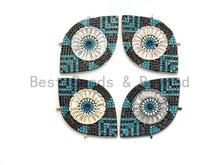 Load image into Gallery viewer, Turquoise Black CZ Micro Pave Geometric Evil Eye Pendant, Cubic Zirconia Pendant,32x28mm, sku#F705
