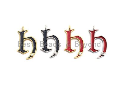 Enamel pave alphabet letter, Alphabet Charms, Initial Alphabet Letters, Custom Naming Pendants, Initial Letter h Pendant, 13x23mm,sku#B120