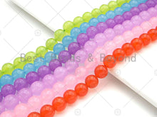 Load image into Gallery viewer, Quality Natural Lime/Blue/Purple/Pink/Orange Round Smooth Beads, 6mm/8mm/10mm/12mm Jade Beads, 15.5'' Full Strand, Sku#U1173