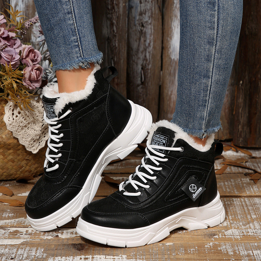 Women's Fleece-Lined High-Top Winter Snow Boots – Platform Lace-Up Dr. Martens Style