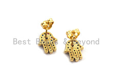 Load image into Gallery viewer, Clorful CZ Cute Hamsa Hand Stud Earring, Sku#J83