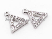 Load image into Gallery viewer, CZ Micro Pave Small Triangle Pendant/Charm, Cubic Zirconia Charm, Fashion Jewelry Findings, Gold/Silver/Rose Gold/Black Color 8x9mm, sku#B75