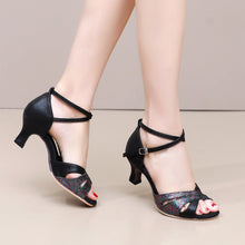 Load image into Gallery viewer, Women's Faux Suede Latin Dance Shoes – Ballroom Heels with Soft Rubber Sole