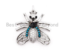 Load image into Gallery viewer, FLY Inspired Charm, CZ Micro Pave Insect Pendant, Cubic Zirconia Pendant,Gold/Rose Gold/Silver/Black,20x21x49mm,SKU#F439