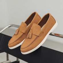 Load image into Gallery viewer, Men's Suede Slip-On Loafers with Tassel Detail - Business Casual Pointed Toe Shoes