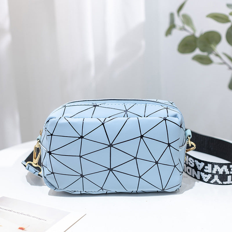 Geometric Print Camera Bag with Letter Strap