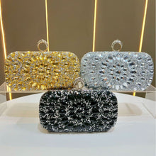 Load image into Gallery viewer, Women's Diamond Embellished Crossbody Clutch Bag | Chain Shoulder Bag