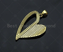 Load image into Gallery viewer, CZ Micro Pave Unbalanced Heart Charm/Pendant, half Heart Shape Charm, Heart Pave Pendant, Gold plated charm, 22x32mm, Sku#LK125