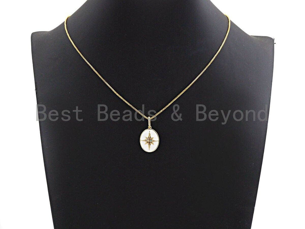 Enamel Colorful North Star On Oval Pendant,CZ Micro Pave Oil Drop pendant,Enamel pendant,Enamel Jewelry,16x22mm,sku#F976