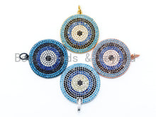 Load image into Gallery viewer, CZ Micro Pave Blue Evil Eye Round Pendant, sku#L91