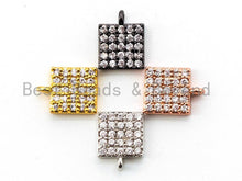 Load image into Gallery viewer, CZ Clear Micro Pave Small Square Charm for Bracelet,Gold/Rose Gold/Silver/Gunmental plated, Pave Dangle Charms, 6x8mm,Sku#B66