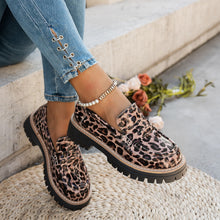 Load image into Gallery viewer, Women's Leopard Print Loafers - Chunky Heel Patent Leather Slip-On Shoes
