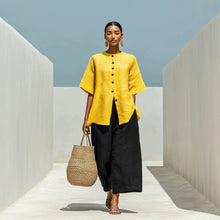 Load image into Gallery viewer, Linen Blend Cardigan Top &amp; Cropped Wide-Leg Pants Set – 5 Colors S–3XL