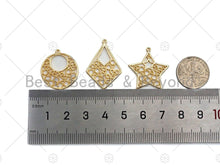Load image into Gallery viewer, Filigree Gold Lacy Charm, Oval/Teardrop/Star/Heart Diamond Shape Brushed Gold Charm, Wire Charm, sku#CP11C