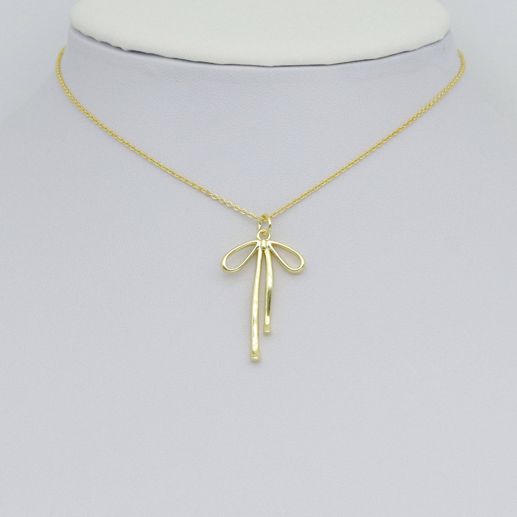 Gold Bowknot Shape Charm Pendant, Sku#LK1052